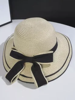 Bow Straw Hat For Women Summer Seaside Sun Hat 2026