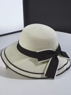 Bow Straw Hat For Women Summer Seaside Sun Hat 2026