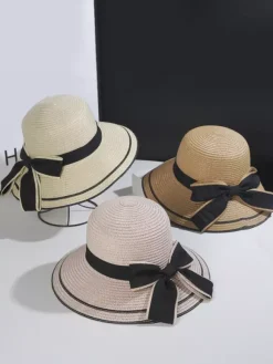 Bow Straw Hat For Women Summer Seaside Sun Hat 2026