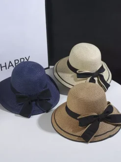 Bow Straw Hat For Women Summer Seaside Sun Hat 2026