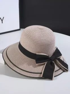 Bow Straw Hat For Women Summer Seaside Sun Hat 2026