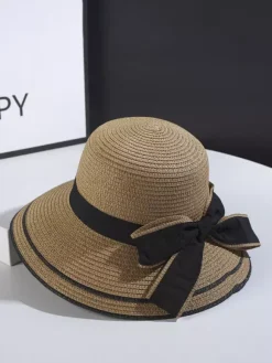Bow Straw Hat For Women Summer Seaside Sun Hat 2026