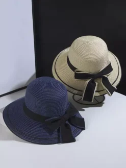 Bow Straw Hat For Women Summer Seaside Sun Hat 2026