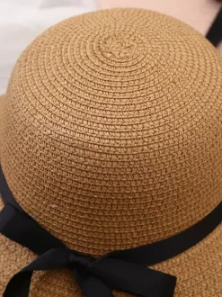 Bowknot Straw Hat For Women Summer Outdoor Foldable Sunshade Beach Hat 2026