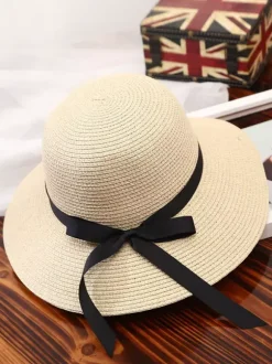 Bowknot Straw Hat For Women Summer Outdoor Foldable Sunshade Beach Hat 2026
