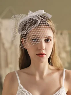 Bows Wedding Veils One-Tier Net Bridal Veil