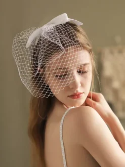 Bows Wedding Veils One-Tier Net Bridal Veil
