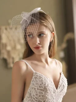 Bows Wedding Veils One-Tier Net Bridal Veil