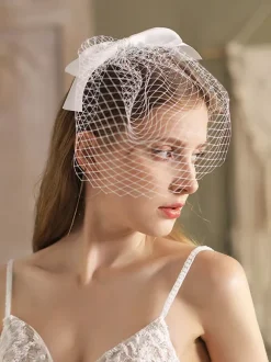 Bows Wedding Veils One-Tier Net Bridal Veil