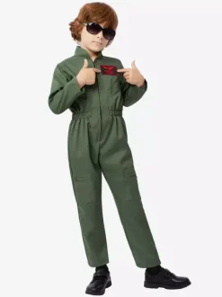 Boys Pilot Jumpsuit Costumes For Kids Hunter Green Halloween Carvinal Costumes