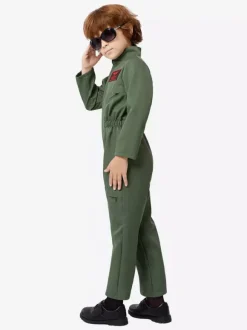 Boys Pilot Jumpsuit Costumes For Kids Hunter Green Halloween Carvinal Costumes