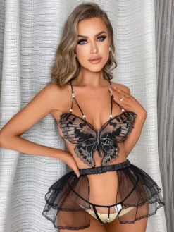 Bra & Panty Sets Black Cut Out Irregular Polyester Adult's Lingerie