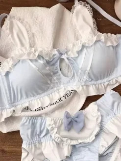 Bra & Panty Sets Light Sky Blue Bows Two-Tone 2-Piece Chic Adult's Lingerie