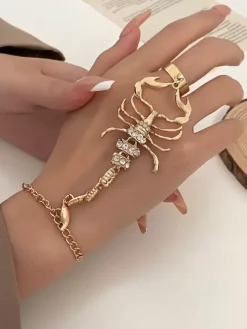 Bracelet Centipede Rhinestone Gothic Bracelet In Gold