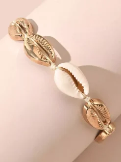 Bracelet For Woman Blond Crochet Shell Non Stone Rectangular Mariner Chain Knit Bracelets
