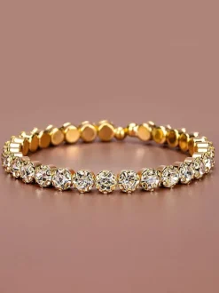 Bracelet For Woman Blond Rhinestones Round Brilliant Circles Bracelets
