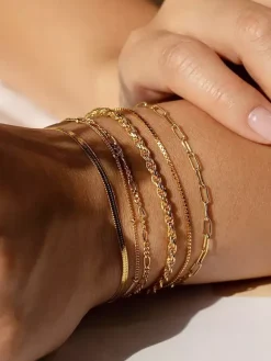 Bracelet Multi-Layer Beaded Braid Plated Chic Casual Bracelet