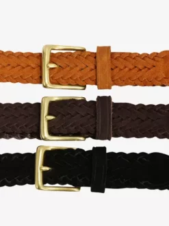Braided Leather Belt Distressed Retro Women's Belts With Buckle