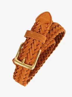 Braided Leather Belt Distressed Retro Women's Belts With Buckle