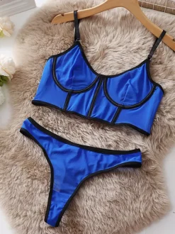 Bra & Panty Sets Silver Polyester Sheer Sexy Adult's Lingerie