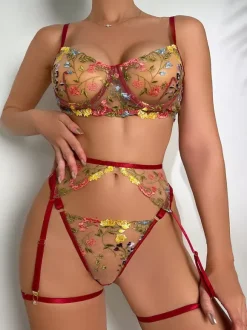 Bras Lingerie Bra For Woman Light Sky Blue Floral Print Lace Sexy Hot Underwear