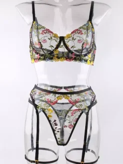 Bras Lingerie Bra For Woman Light Sky Blue Floral Print Lace Sexy Hot Underwear