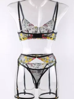 Bras Lingerie Bra For Woman Light Sky Blue Floral Print Lace Sexy Hot Underwear