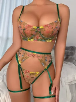 Bras Lingerie Bra For Woman Light Sky Blue Floral Print Lace Sexy Hot Underwear