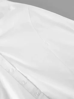 Breathable Cotton Mini Dress Women - White Cottagecore Puff Sleeve Ruched Square Neck - Summer Garden Party Date Night 2026