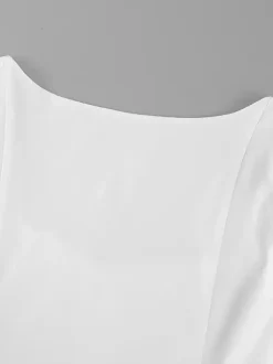 Breathable Cotton Mini Dress Women - White Cottagecore Puff Sleeve Ruched Square Neck - Summer Garden Party Date Night 2026