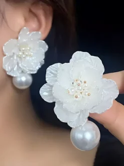 Bridal Earrings Diamond Metal Pierced Wedding Jewelry