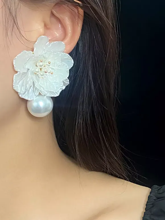 Bridal Earrings Diamond Metal Pierced Wedding Jewelry