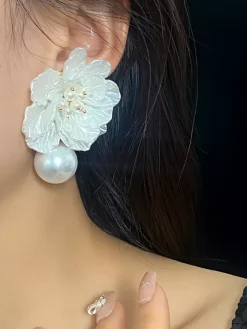 Bridal Earrings Diamond Metal Pierced Wedding Jewelry