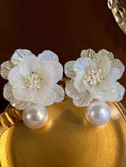 Bridal Earrings Diamond Metal Pierced Wedding Jewelry