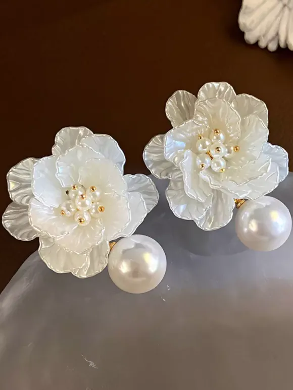 Bridal Earrings Diamond Metal Pierced Wedding Jewelry
