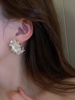 Bridal Earrings Rhinestone Girl's Rhinestone Pierced Wedding Jewelry