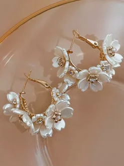 Bridal Earrings Rhinestone Girl's Rhinestone Pierced Wedding Jewelry