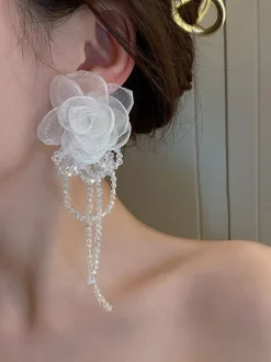 Bridal Earrings Rhinestone Women's Rhinestone Pierced Bridal Jewelry