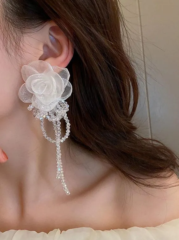 Bridal Earrings Rhinestone Women's Rhinestone Pierced Bridal Jewelry