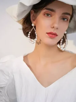 Bridal Earrings Women's Metal Pierced Bridal Jewelry