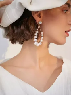 Bridal Earrings Women's Metal Pierced Bridal Jewelry