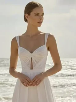 Bridal Jumpsuit 2 Pieces Chiffon Pleated With Train Jumpsuit Sweetheart Neck Sleeveless Natural Waist Ivory