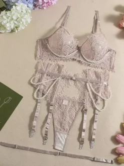 Bridal Lingerie Bridal Wedding Sexy Lingerie 4-Piece Lace White Bra Panty Sets
