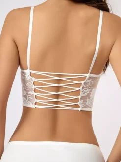 Bridal Lingerie Corsets White Sexy Floral Print Back Bandage Daily Casual Lace Camisole Tank Top