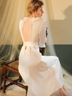 Bridal Lingerie Gowns & Robes Black Lace Backless Silk-like Lingerie