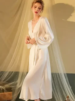 Bridal Lingerie Gowns & Robes Black Lace Backless Silk-like Lingerie