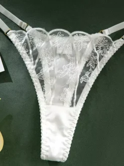 Bridal Lingerie Lace Artwork White 2-Piece Bra Panty Sets
