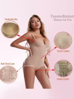 Bridal Lingerie Lace Body Shaping Bodysuit Tummy Control Corset Camisole Lifting Bra Shapewear
