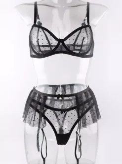 Bridal Lingerie Lingerie Bras Bra For Woman White Lace 3-Piece Sexy Hot Underwear