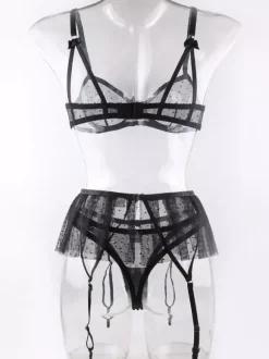 Bridal Lingerie Lingerie Bras Bra For Woman White Lace 3-Piece Sexy Hot Underwear